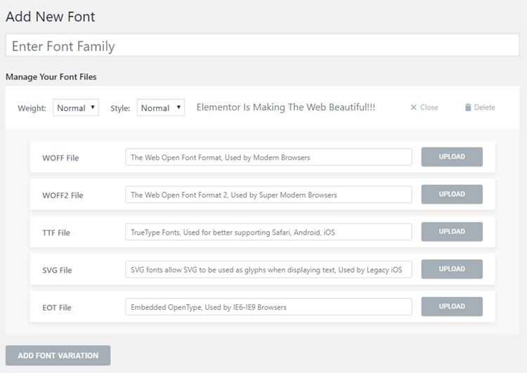Upload Custom Fonts In Elementor