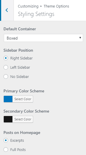 Schema Lite - Styling Settings
