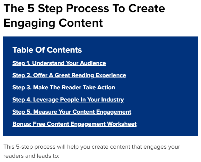 Engaging Content - Jump Links