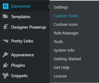 Custom Fonts Menu in Elementor 