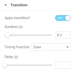 Transition - Settings Panel